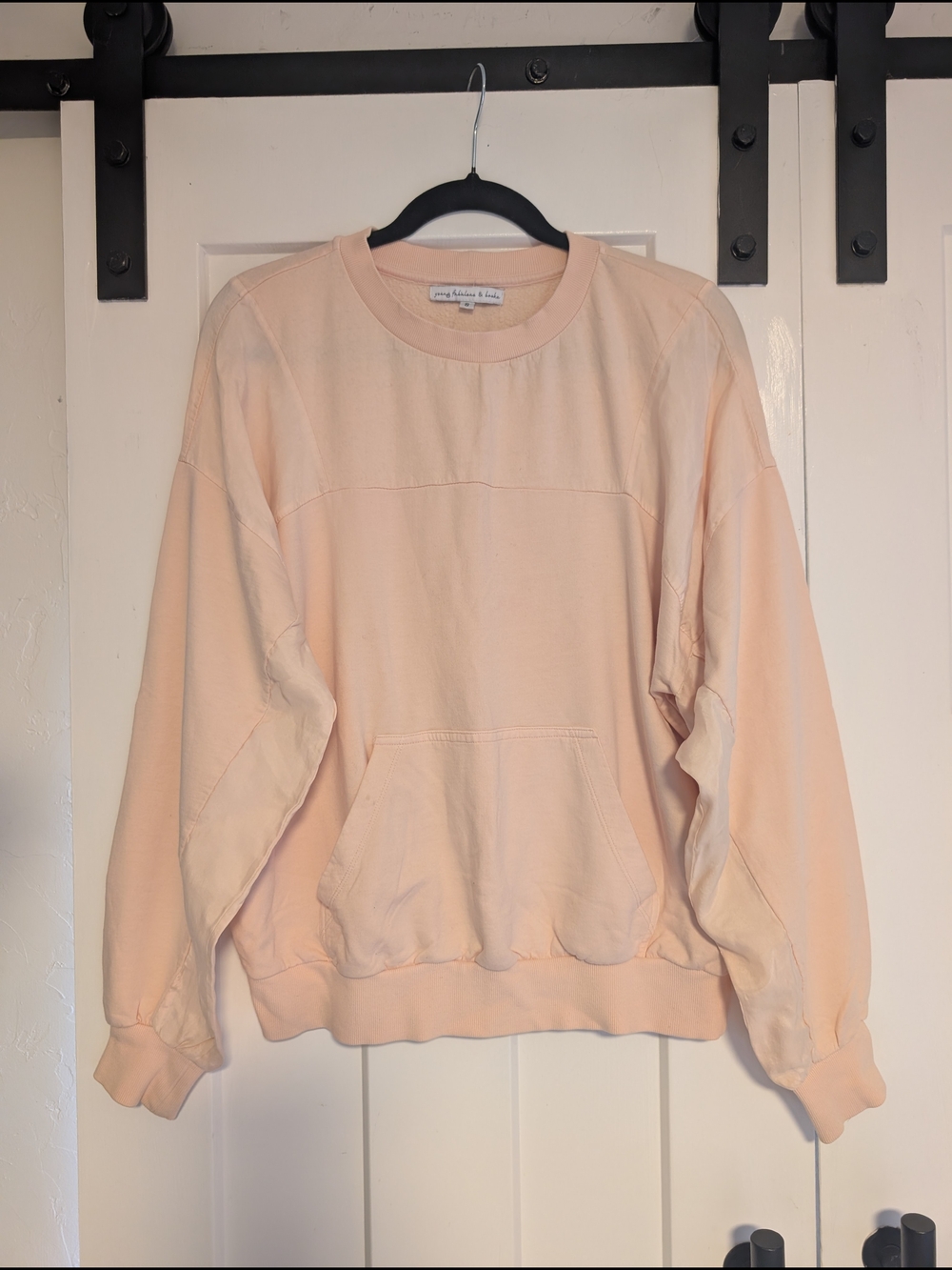 Young Fabulous & Broke Size Small Peach Oversize Crew Neck Drew Sweatshirt